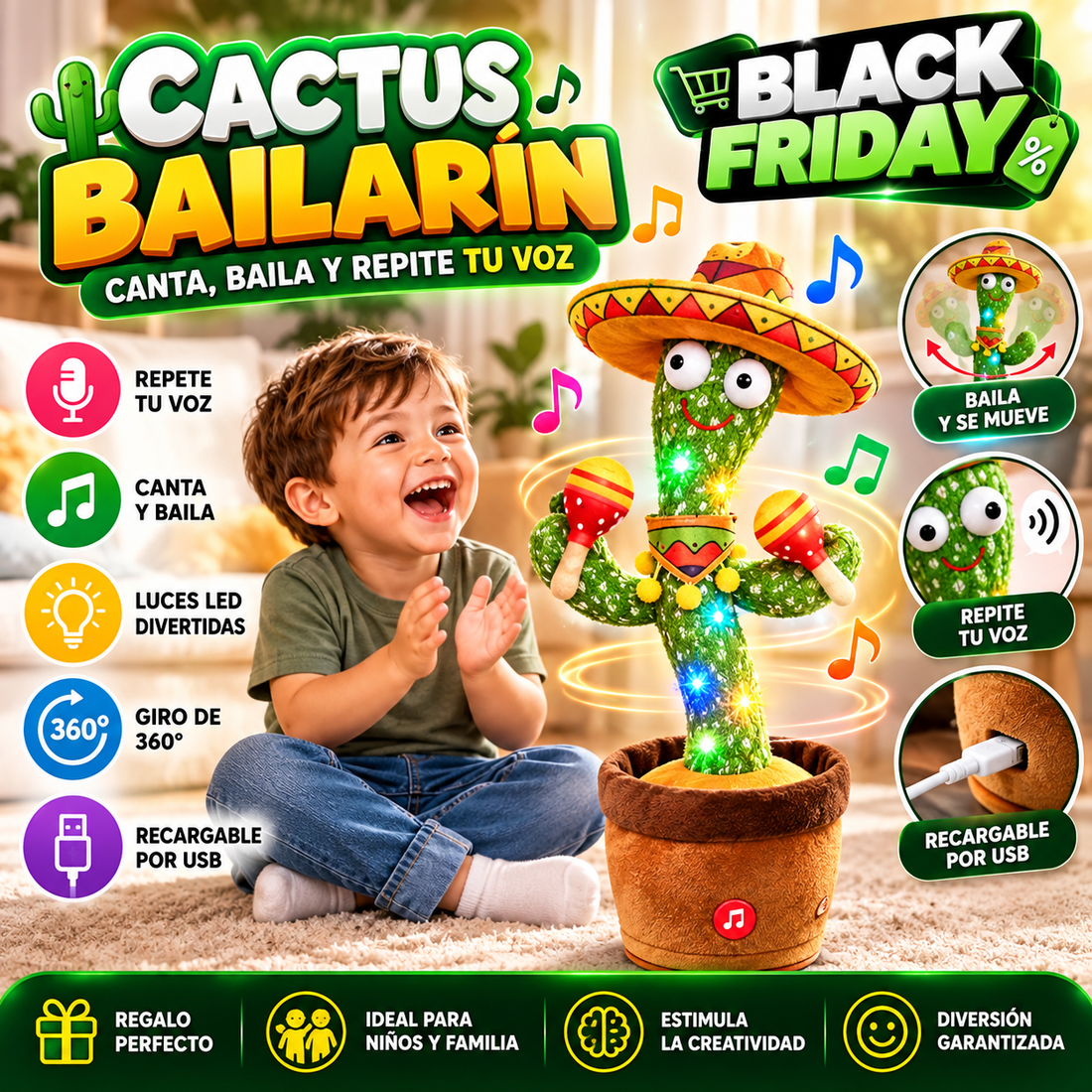 Cactus Bailarín Con Canto y Repetidor! – 🇨🇴